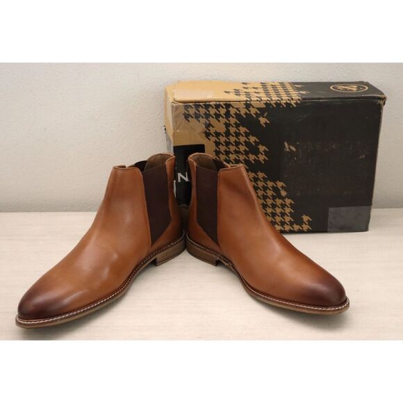 Thomas & Vine Men's Sz 13W Cognac Brown Leather Corbin Chelsea Boots - Picture 1 of 14